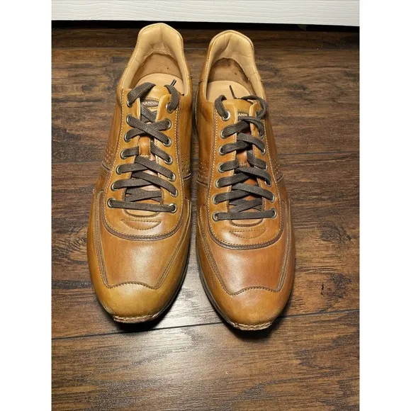 MAGNANNI 15745 Men's Brown Leather Low Top Sneakers Shoes US 10 Made in Spain