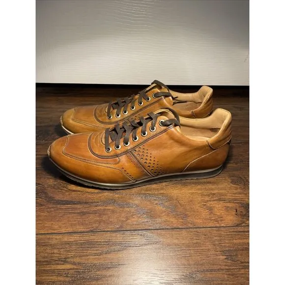 MAGNANNI 15745 Men's Brown Leather Low Top‎ Sneakers US 10 Made in Spain