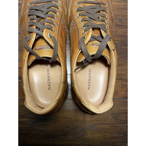 MAGNANNI 15745 Men's Brown Leather Low Top‎ Sneakers US 10 Made in Spain