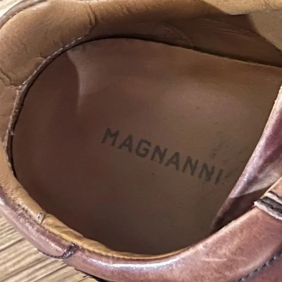 Magnanni Men's Marlow Cognac Brown Leather Lace Up Men Sneakers size 10
