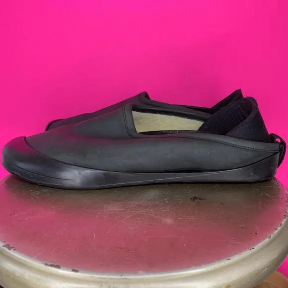 Mahabis Luxe Black Leather Indoor Outdoor Slipper Sz 45