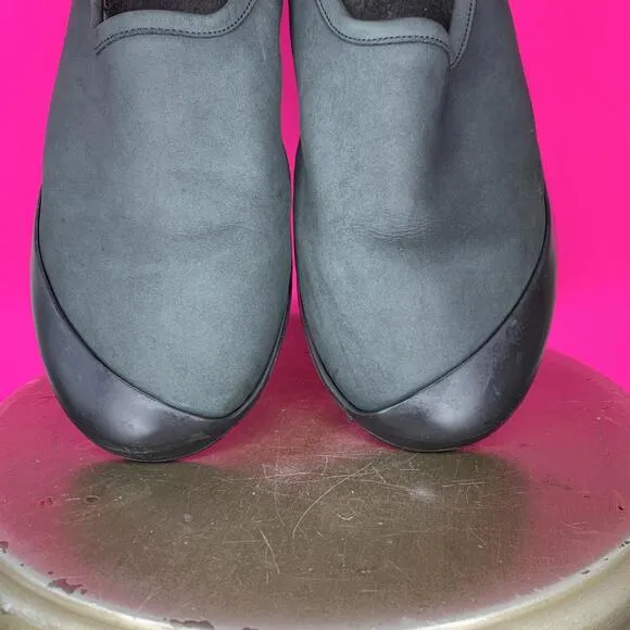 Mahabis Luxe Black Leather Indoor Outdoor Slipper Sz 45