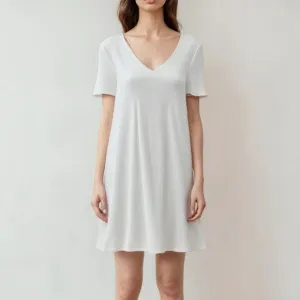 Majestic Filatures Women's white Short Sleeve V-Neck T-Shirt Dress (small)