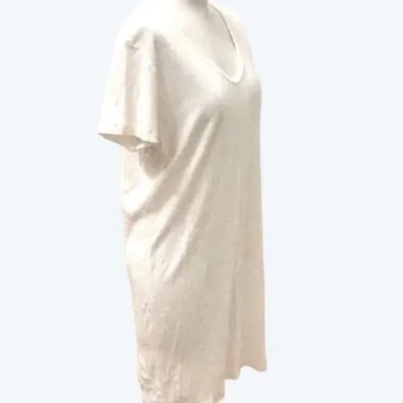 Majestic Filatures Women's white Short Sleeve V-Neck T-Shirt Dress (small)