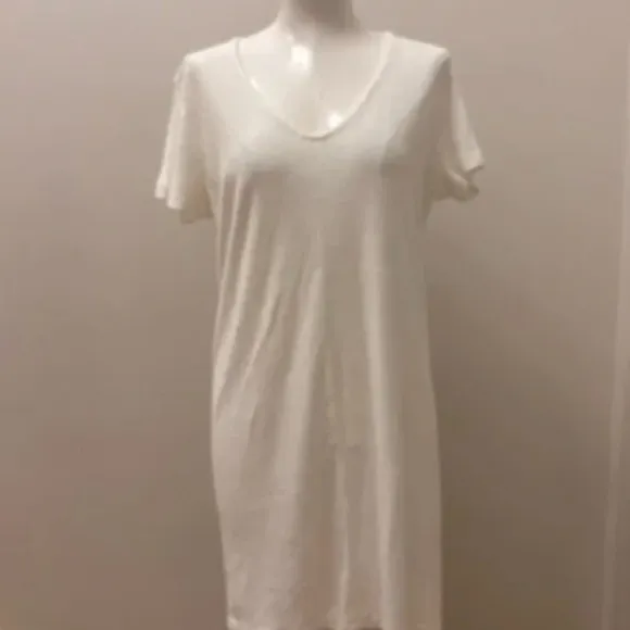 Majestic Filatures Women's white Short Sleeve V-Neck T-Shirt Dress (small)