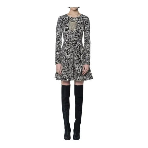 Mara Hoffman Strata Spotted Polka Dot Fit &amp; Flare long sleeve dress size small