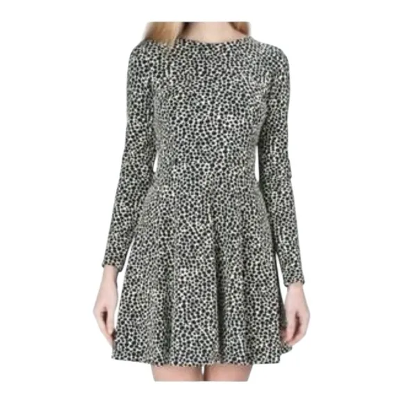 Mara Hoffman Strata Spotted Polka Dot Fit &amp; Flare long sleeve dress size small