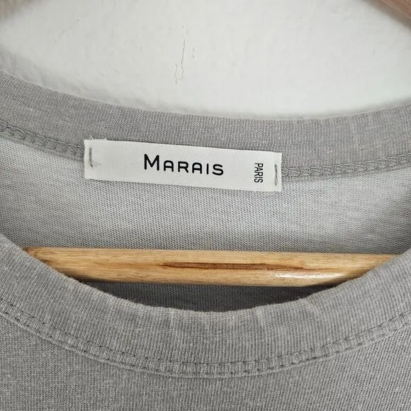 MARAIS Paris Midi Dress Light Gray 100% Cotton Minimalist Capsule Basic O/S