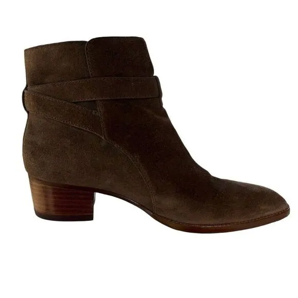 Marc Fisher Brown/Tan Genuine Leather Suede MLRAZZLE Ankle Boots Buckle Size 8M