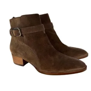Marc Fisher Brown/Tan Genuine Leather Suede MLRAZZLE Ankle Boots Buckle Size 8M