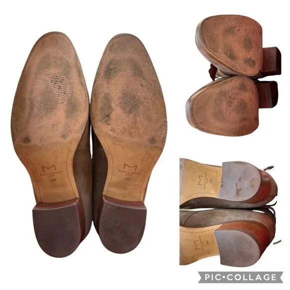 Marc Fisher Brown/Tan Genuine Leather Suede MLRAZZLE Ankle Boots Buckle Size 8M