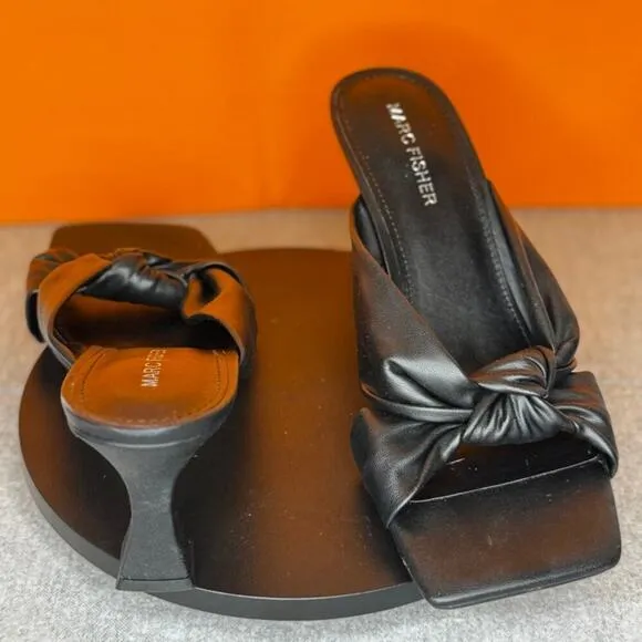 Marc Fisher Loreda Sandal Black Knot Leather Size 8.5 NEW WITH BOX