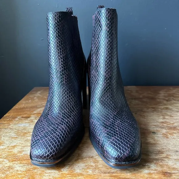 Marc Fisher Taline Leather Ankle Snakeskin Print Boots Size 8.5