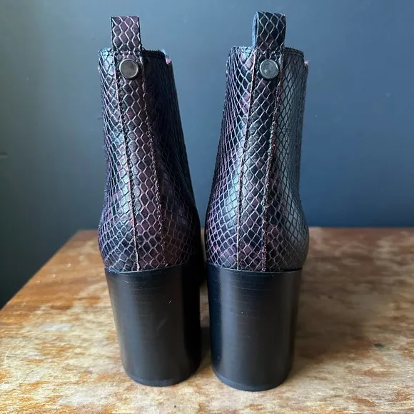 Marc Fisher Taline Leather Ankle Snakeskin Print Boots Size 8.5