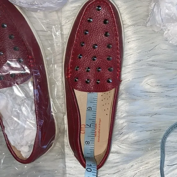 Marc Joseph New York Red Leather Studded Loafer Kid's size 3