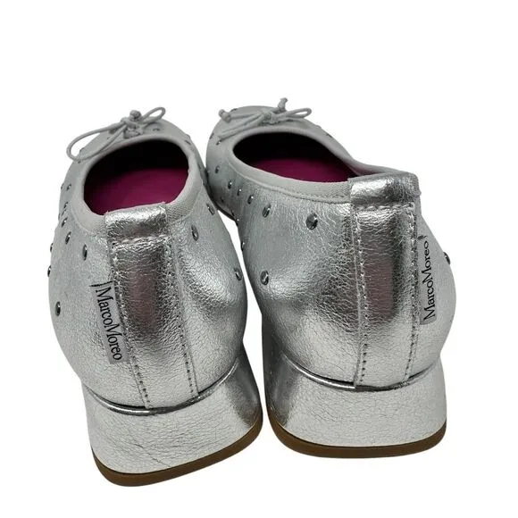 Marco Moreo Milano Silver Leather Lia Pump Slip-On Shoes – Size 39