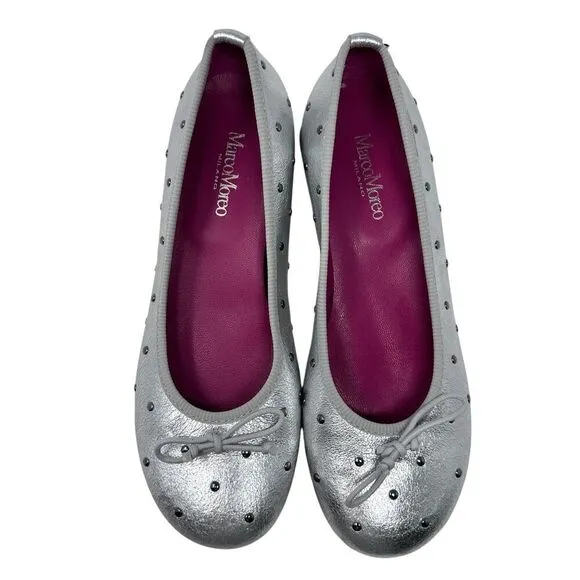 Marco Moreo Milano Silver Leather Lia Pump Slip-On Shoes – Size 39