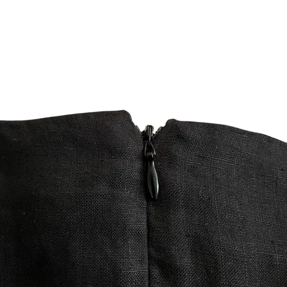 MARINA RINALDI Black Linen Short Sleeve Maxi Dress Minimalist Lagenlook Size 14
