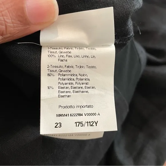 MARINA RINALDI Black Linen Short Sleeve Maxi Dress Minimalist Lagenlook Size 14