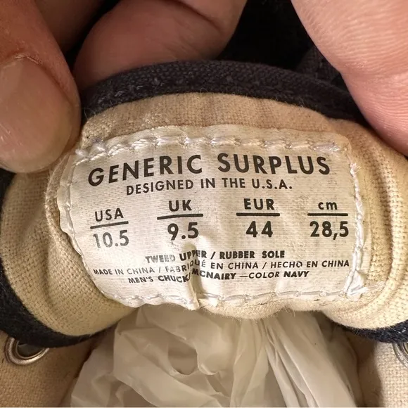 Mark McNairy GENERIC SURPLUS Harris Tweed Navy Chukka Shoes Sneakers Mens 10.5
