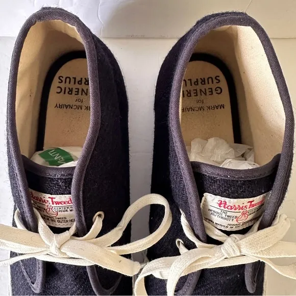 Mark McNairy GENERIC SURPLUS Harris Tweed Navy Chukka Shoes Sneakers Mens 10.5