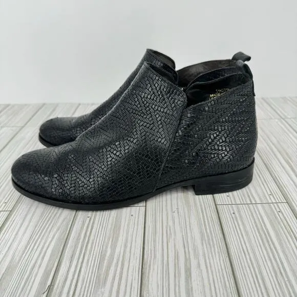 Marroqui Sanchez black woven leather zip ankle boots size US 8 EU 39