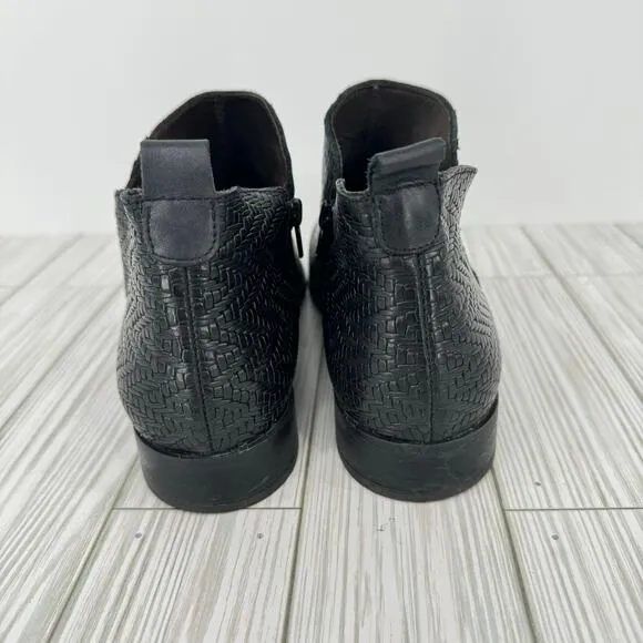 Marroqui Sanchez black woven leather zip ankle boots size US 8 EU 39