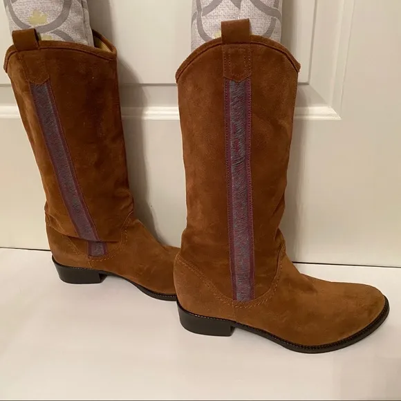 MARTA ITALY SHOES BOOTS HEELS BROWN SUEDE LEATHER Size 38 7.5