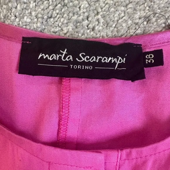 Marta Scarampi Torino Luxury Italian Cotton Sleeveless Pink Peplum Dress NWOT 38
