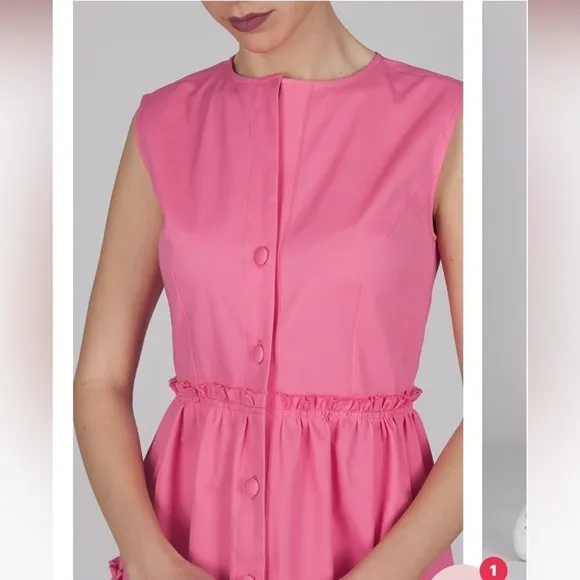 Marta Scarampi Torino Luxury Italian Cotton Sleeveless Pink Peplum Dress NWOT 38