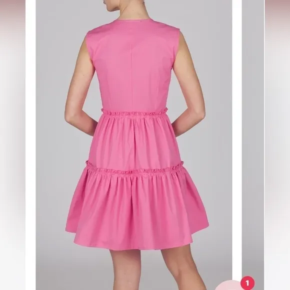 Marta Scarampi Torino Luxury Italian Cotton Sleeveless Pink Peplum Dress NWOT 38