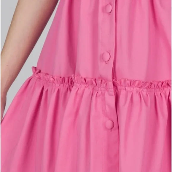 Marta Scarampi Torino Luxury Italian Cotton Sleeveless Pink Peplum Dress NWOT 38