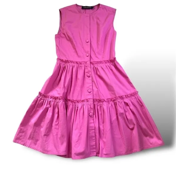 Marta Scarampi Torino Luxury Italian Cotton Sleeveless Pink Peplum Dress NWOT 38