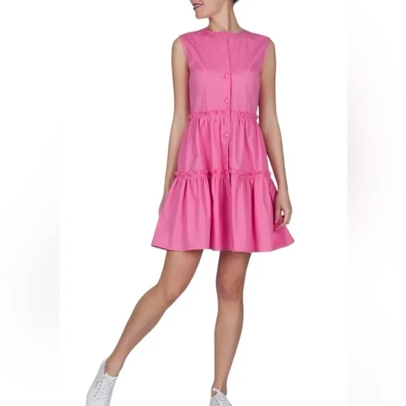 Marta Scarampi Torino Luxury Italian Cotton Sleeveless Pink Peplum Dress NWOT 38
