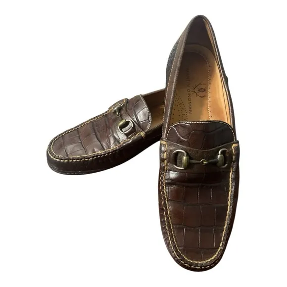 Martin Dingman Shoes Mens 10.5 M Brown Saxon Alligator Horse Bit Driving Loafers