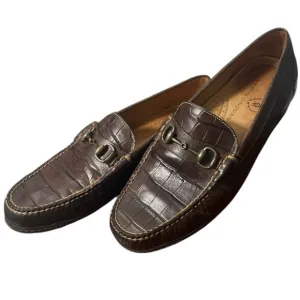 Martin Dingman Shoes Mens 10.5 M Brown Saxon Alligator Horse Bit Driving Loafers