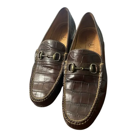 Martin Dingman Shoes Mens 10.5 M Brown Saxon Alligator Horse Bit Driving Loafers