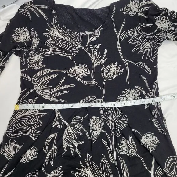 MASAI Copenhagen black Nima floral minimalist midi dress XS