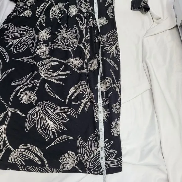 MASAI Copenhagen black Nima floral minimalist midi dress XS