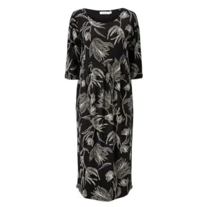 MASAI Copenhagen black Nima floral minimalist midi dress XS