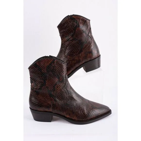 Massimo Dutti Animal Print Leather Ankle Boots