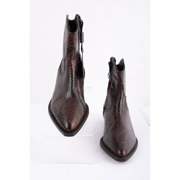 Massimo Dutti Animal Print Leather Ankle Boots