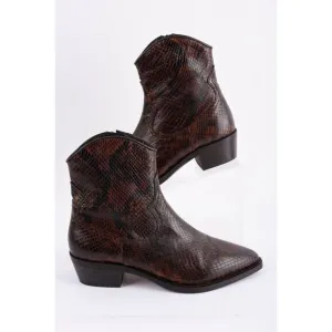 Massimo Dutti Animal Print Leather Ankle Boots