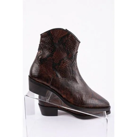 Massimo Dutti Animal Print Leather Ankle Boots