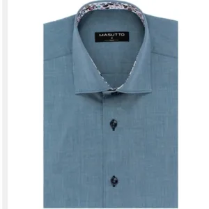 Masutto Short Sleeve Dress Shirt Italian Fabric Luxury 100% Cotton
