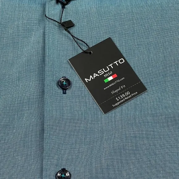 Masutto Short Sleeve Dress Shirt Italian Fabric Luxury 100% Cotton