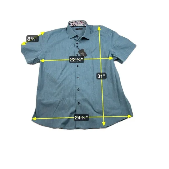 Masutto Short Sleeve Dress Shirt Italian Fabric Luxury 100% Cotton