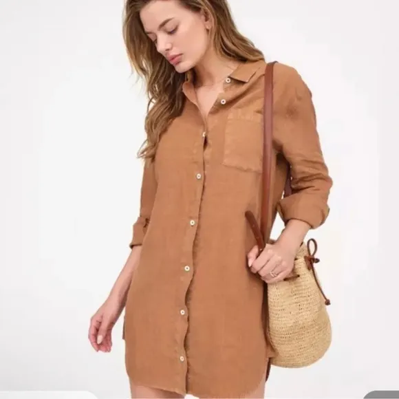 Mate the Label Linen Shirt Mini Dress Sedona Small NWT Beach Casual Minimalist
