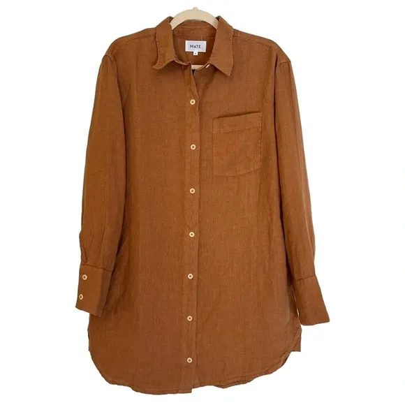 Mate the Label Linen Shirt Mini Dress Sedona Small NWT Beach Casual Minimalist