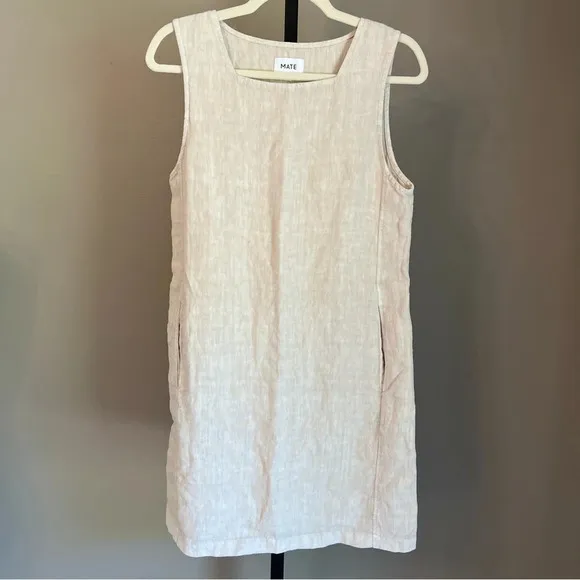 Mate the Label Square Neck Mini Dress Natural Small Coastal Minimalist Beach